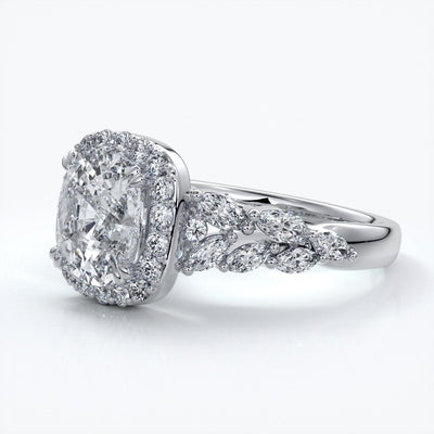 Lauren Wedding ring sapphire diamond cathedral diamond band 18ct white gold