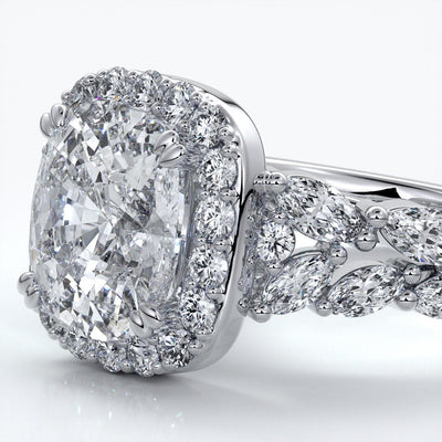 Lauren Wedding ring sapphire diamond cathedral diamond band 18ct white gold