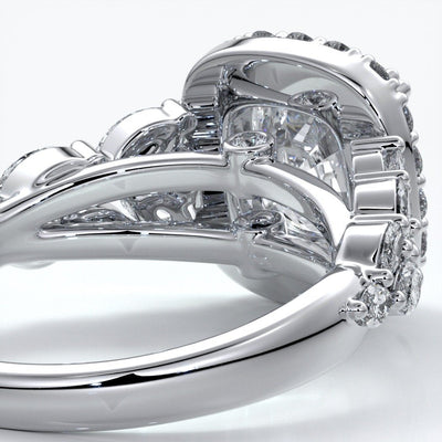 Lauren Wedding ring sapphire diamond cathedral diamond band 18ct white gold