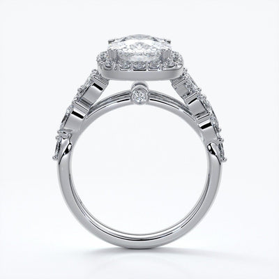 Lauren Wedding ring sapphire diamond cathedral diamond band 18ct white gold