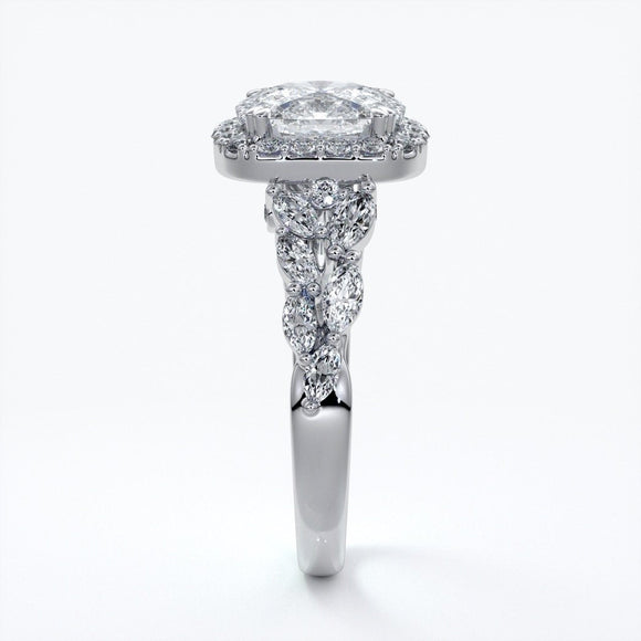 Lauren Wedding ring sapphire diamond cathedral diamond band 18ct white gold