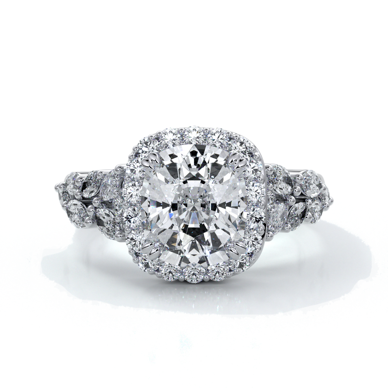 Lauren Wedding ring sapphire diamond cathedral diamond band 18ct white gold