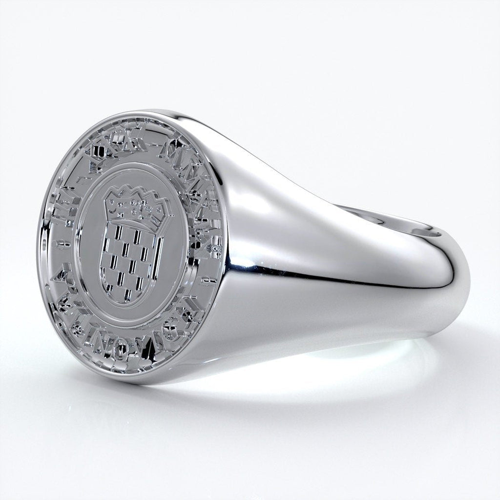 Liam Mens band round crest 18ct white gold