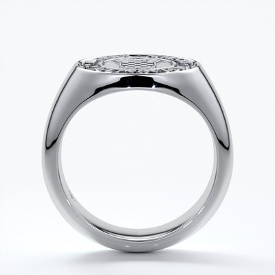 Liam Mens band round crest 18ct white gold