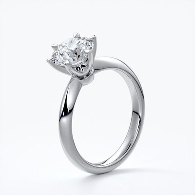 Lily Engagement ring round diamond 6 claws platinum