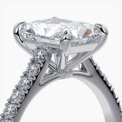 Lucinda Engagement Ring radiant diamond diamond band platinum