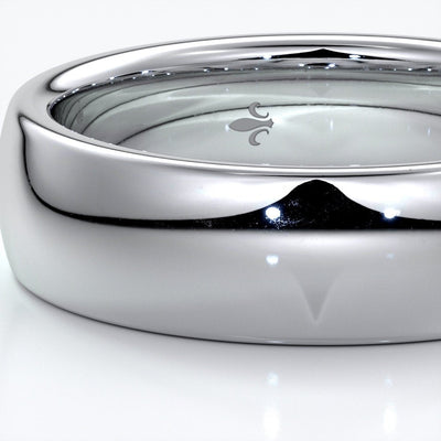 Luke Wedding ring 6mm medium round mens band 18ct white gold