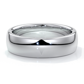 Platinum men's wedding band, 6mm wide band with a medium rounded profile and a comfort curve on the inside