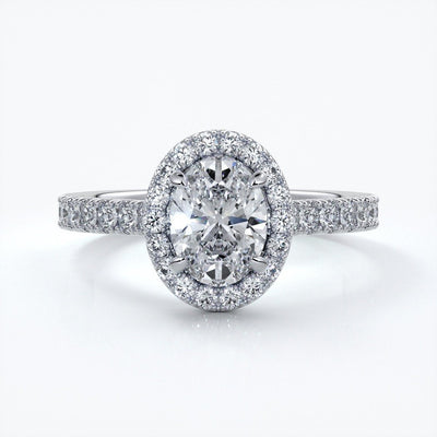 Maddison Engagement Ring oval diamond band halo 18ct white gold