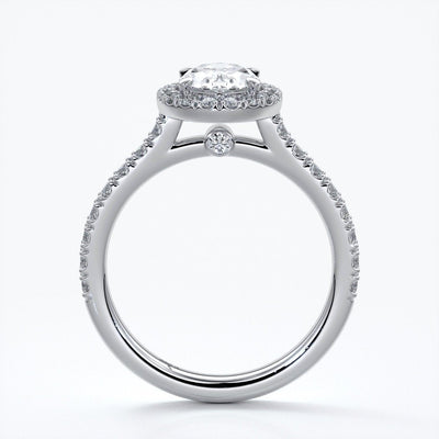 Maddison Engagement Ring oval diamond band halo 18ct white gold
