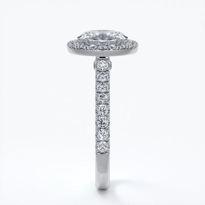 Maddison Engagement Ring oval diamond band halo 18ct white gold