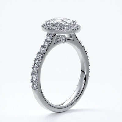 Maddison Engagement Ring oval diamond band halo 18ct white gold