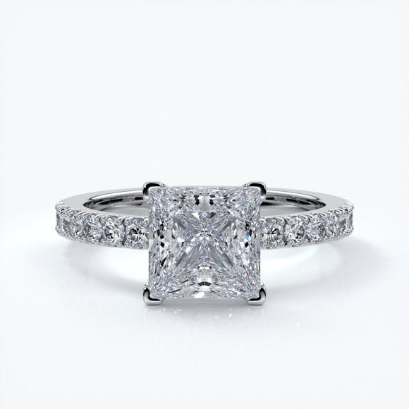Mary Engagement Ring princess diamond band solitaire plat