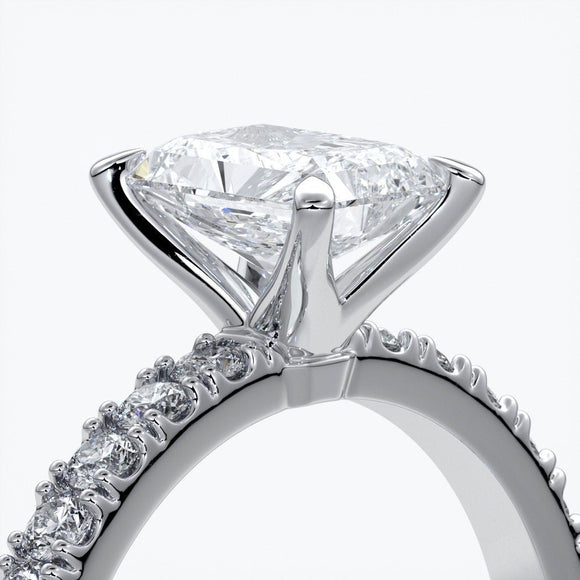 Megan Engagement Ring emerald diamond band 18ct white gold