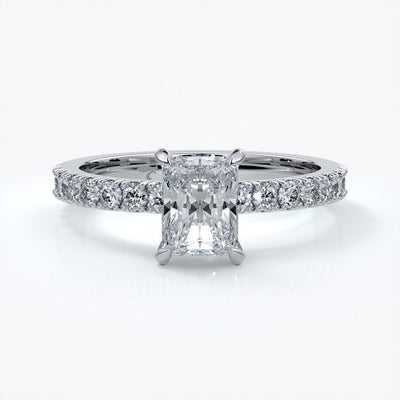 Megan Engagement Ring emerald diamond band 18ct white gold