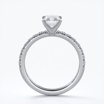 Megan Engagement Ring emerald diamond band 18ct white gold