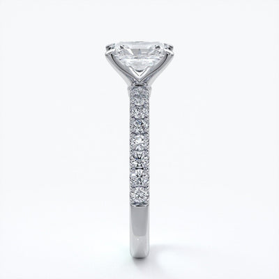 Megan Engagement Ring emerald diamond band 18ct white gold