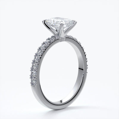 Megan Engagement Ring emerald diamond band 18ct white gold