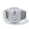 White gold men’s wedding ring with shield-styled crest