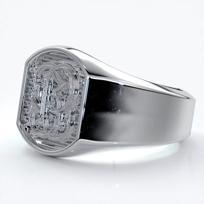 Otto Wedding rings crest ring monogram 18ct white gold