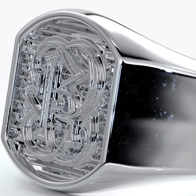 Otto Wedding rings crest ring monogram 18ct white gold