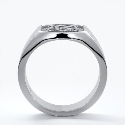 Otto Wedding rings crest ring monogram 18ct white gold