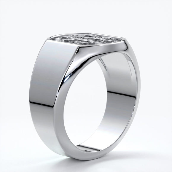 Otto Wedding rings crest ring monogram 18ct white gold