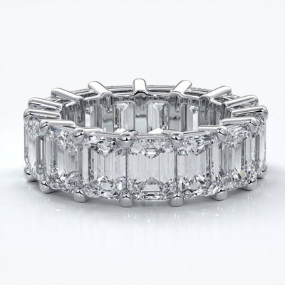Emerald cut eternity band.