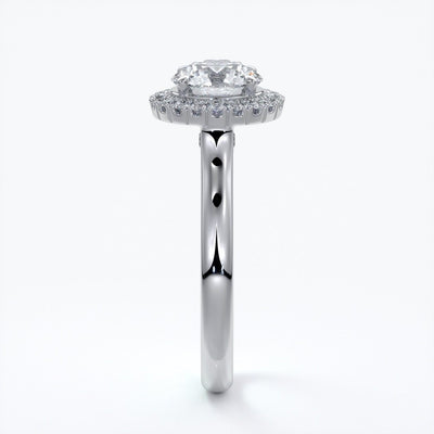 Ruth Engagement ring round diamond halo cathedral platinum