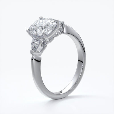Sophie Engagement ring cushion cut trilogy pears cathedral platinum