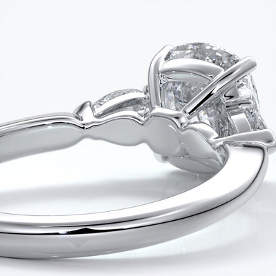 Sophie Engagement ring cushion cut trilogy pears cathedral platinum