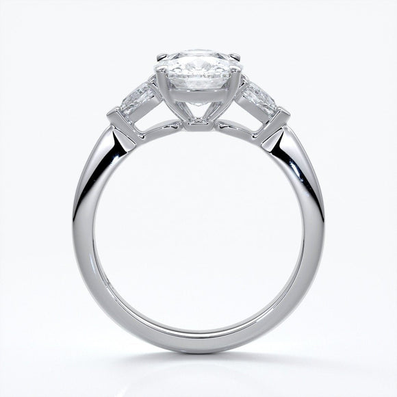 Sophie Engagement ring cushion cut trilogy pears cathedral platinum