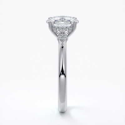 Sophie Engagement ring cushion cut trilogy pears cathedral platinum