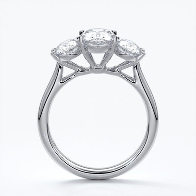 Vera Engagement ring oval trilogy straight platinum