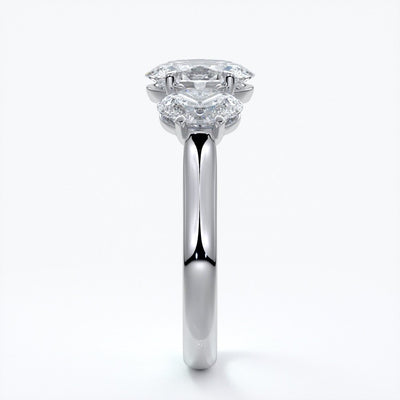 Vera Engagement ring oval trilogy straight platinum