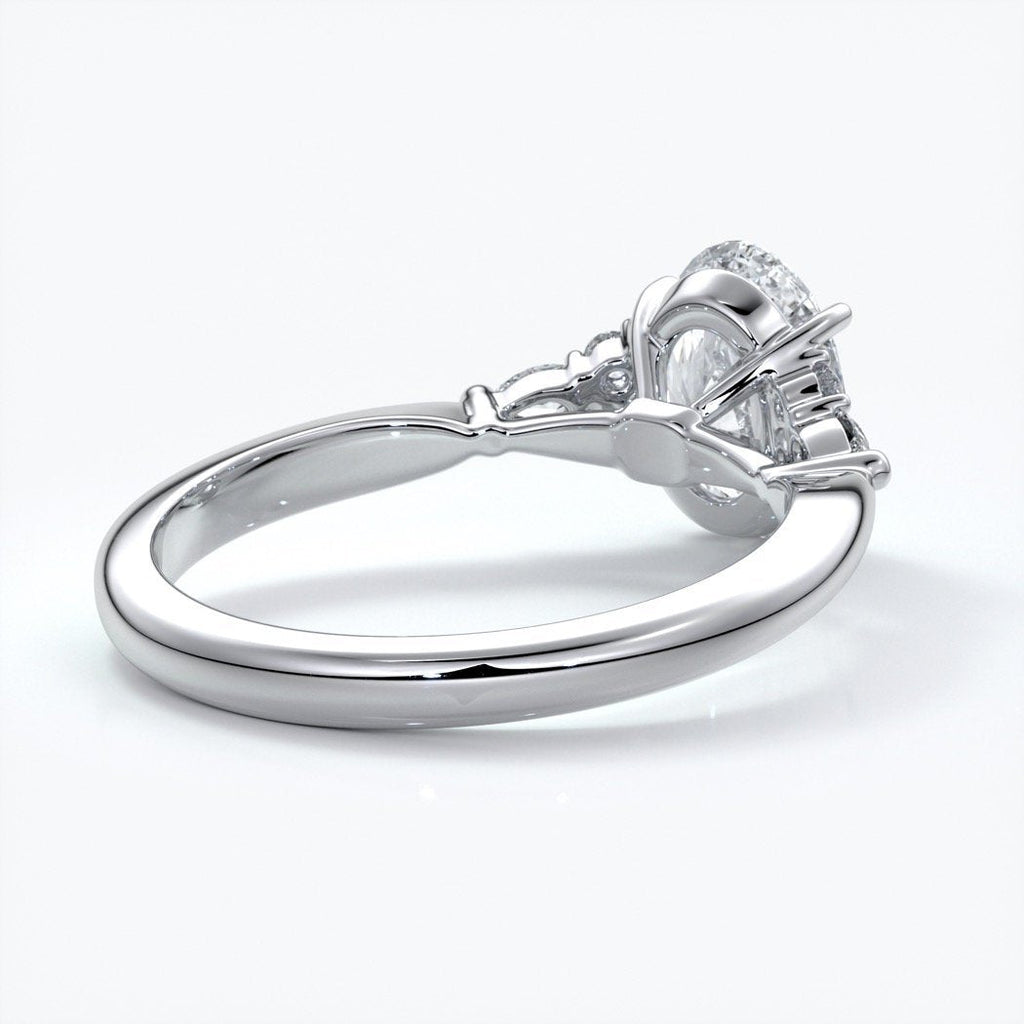 Vivian Engagement ring trilogy oval cathedral platinum