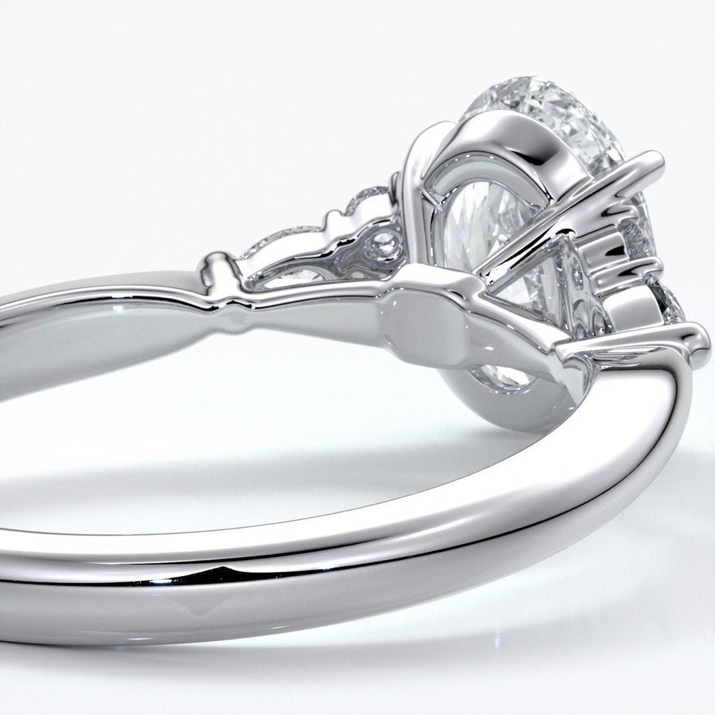 Vivian Engagement ring trilogy oval cathedral platinum