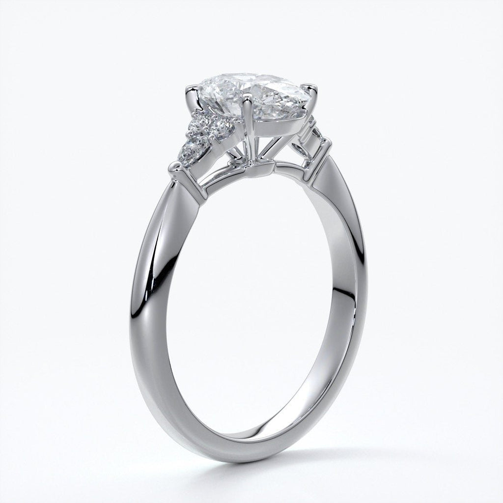 Vivian Engagement ring trilogy oval cathedral platinum