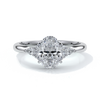 Platinum Engagement ring with trilogy style with smaller diamonds on either side